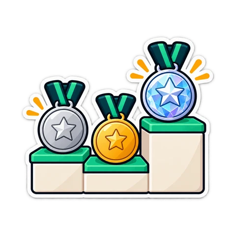 Plan badges on a podium